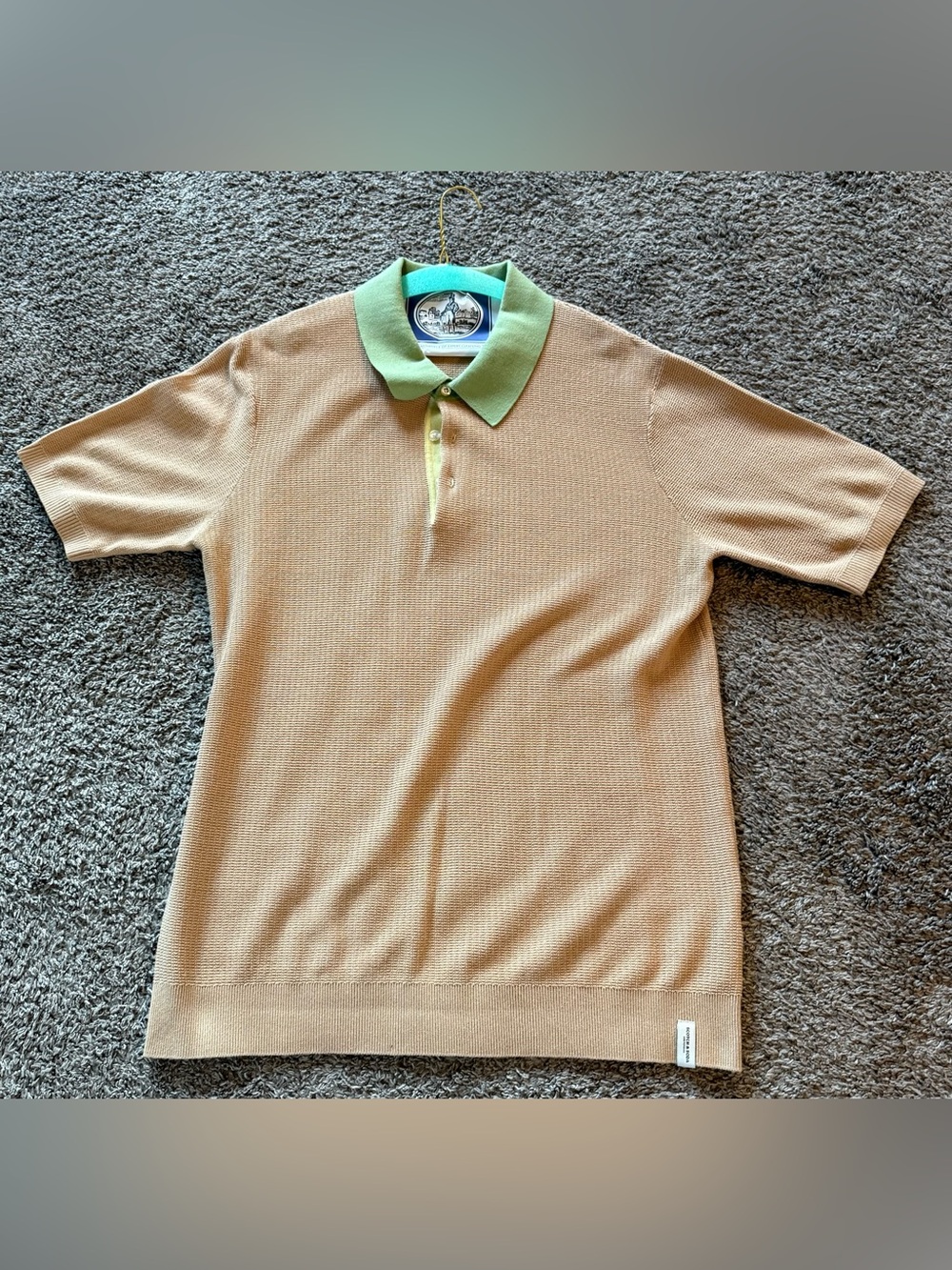 Scotch & Soda Beige Polo with Light Green Collar